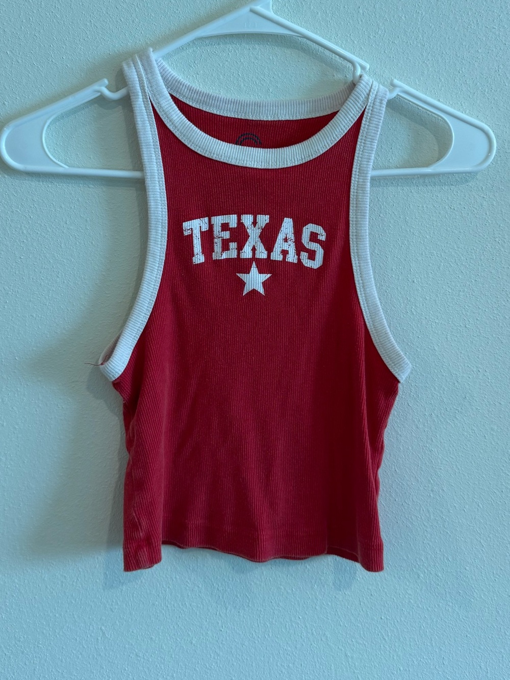 Red Cropped Texas Graphic Tank Top